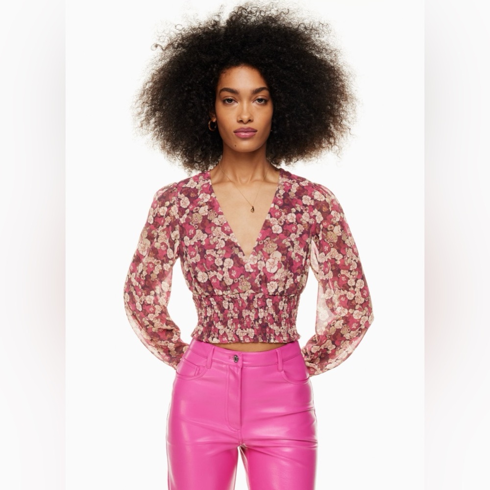 Aritzia Wilfred Wistful Floral Print Long Sleeve Blouse Size S